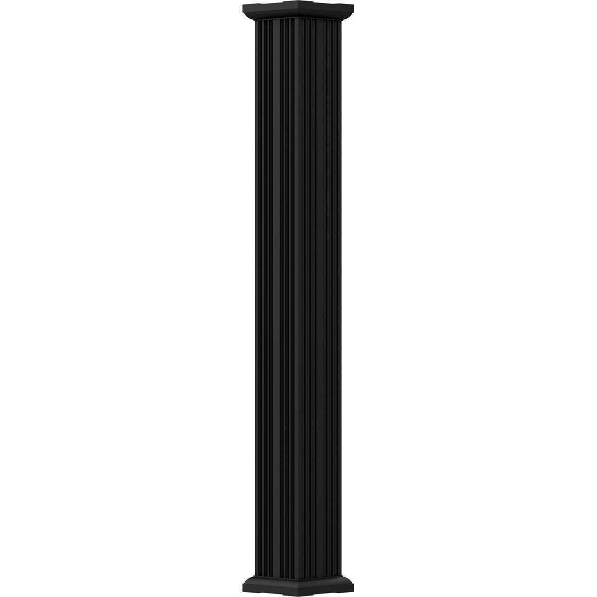 6 x 9' Endura-Aluminum Column, Square Shaft (For Post Wrap Installation),  Non-Tapered, Fluted, Textured Black Finish w/ Capital & Base 